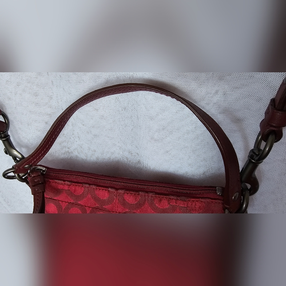 Coach Brooke Pleated Crossbody/Shoulder Bag Maroon Red - Picture 7 of 14
